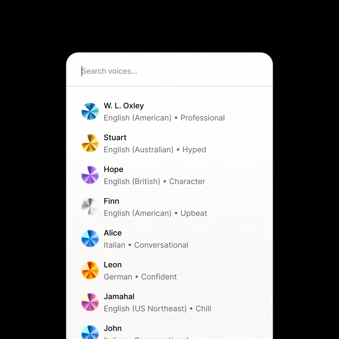 Voice customization interface