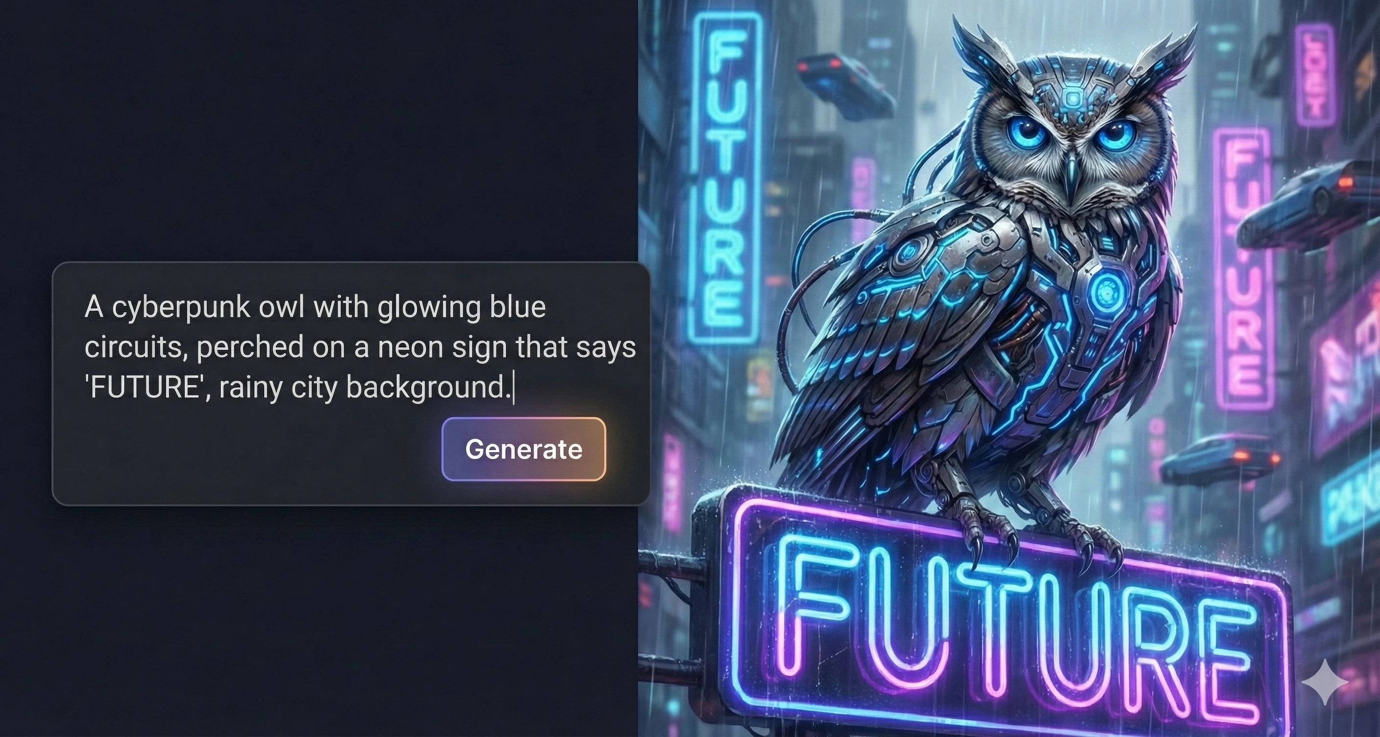 Cyberpunk Owl AI Animal Generator