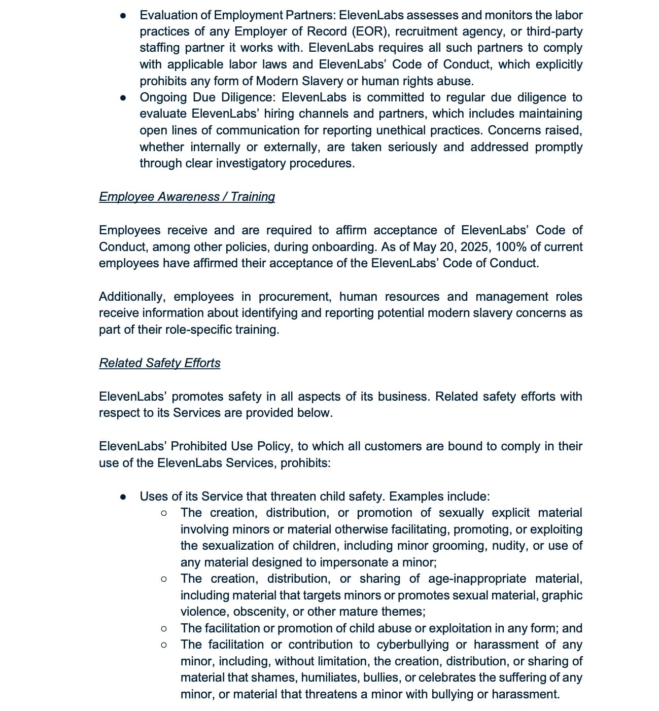 Page 6 of Modern Slavery Statement