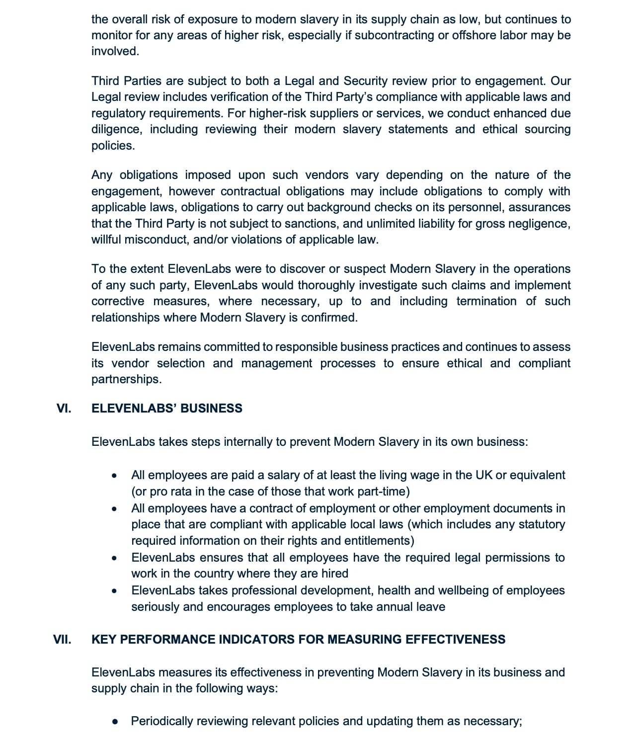 Page 4 of Modern Slavery Policy Statement