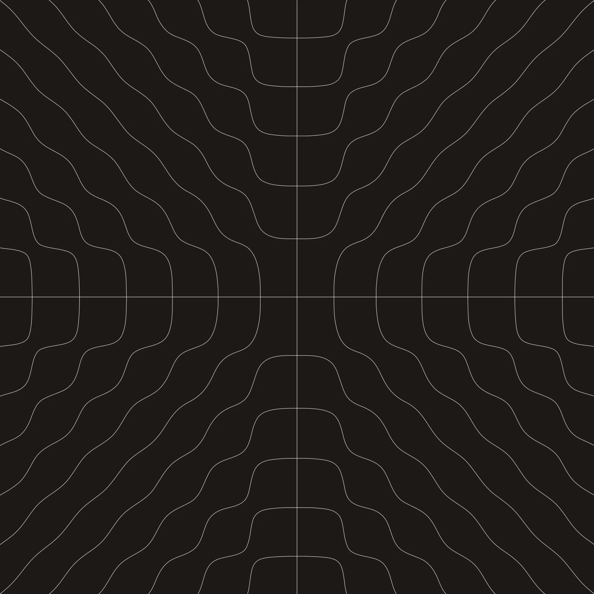 Abstract pattern of wavy, concentric lines forming a symmetrical grid.