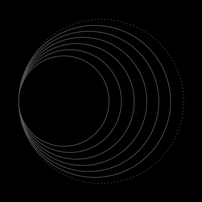 Concentric circles forming an abstract pattern on a green background.