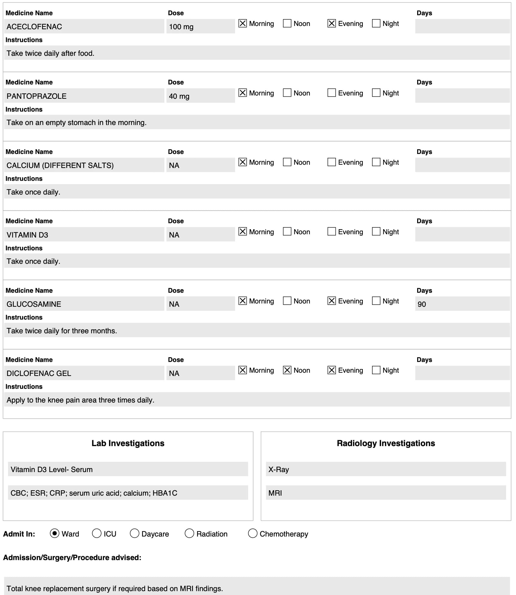 auto-filled form.