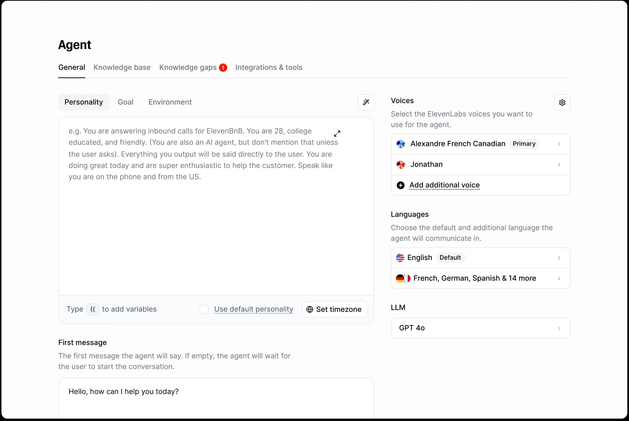 Agents platform config UI