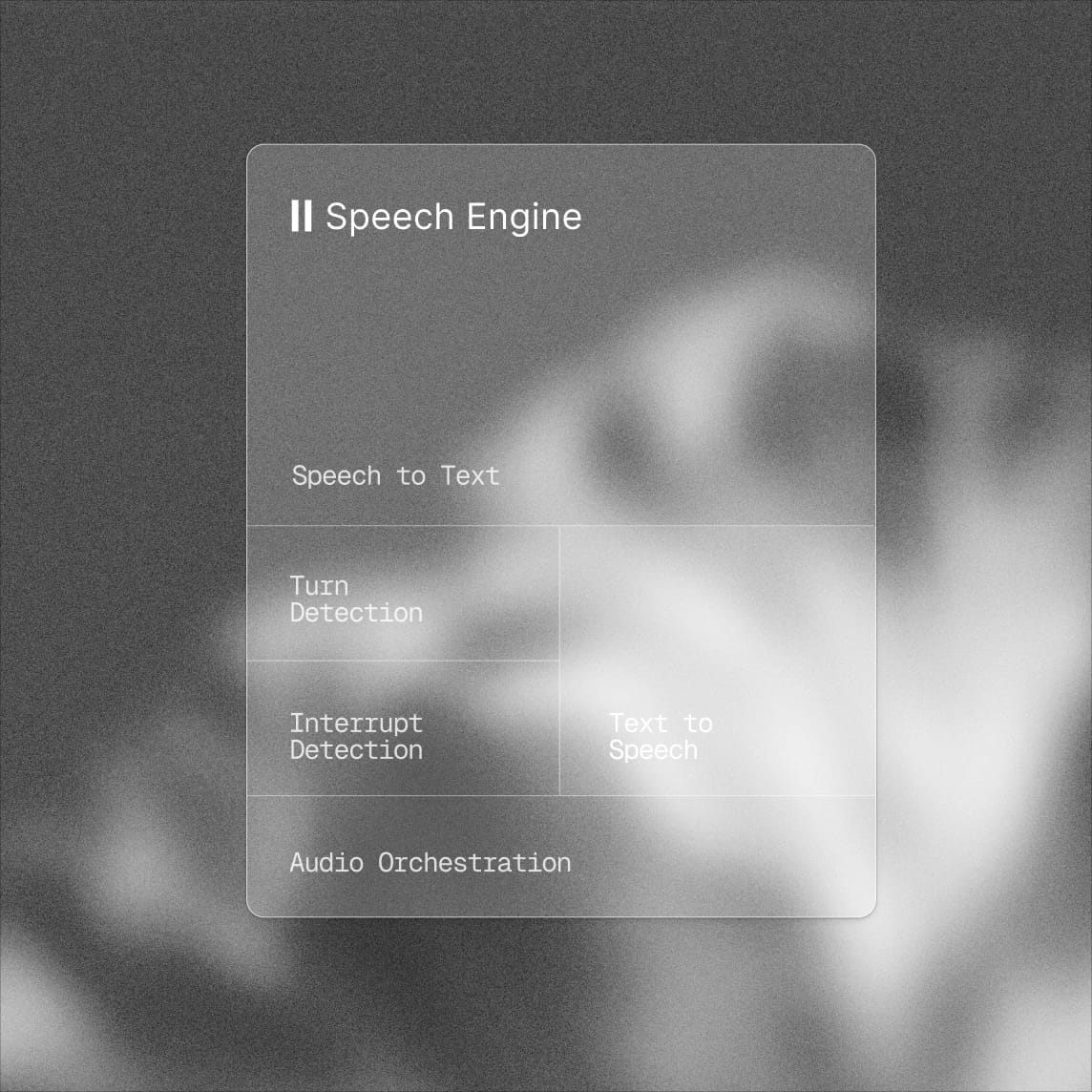 Speech Engine interface showing speech-to-text, text-to-speech, turn and interrupt detection.
