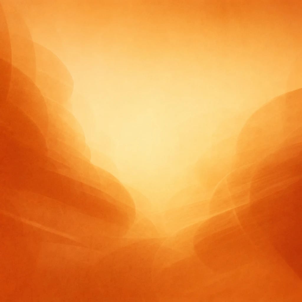 Stylized scene featuring overlapping, loosely formed speech bubbles in soft motion blur, rendered in burnt orange #C94A18