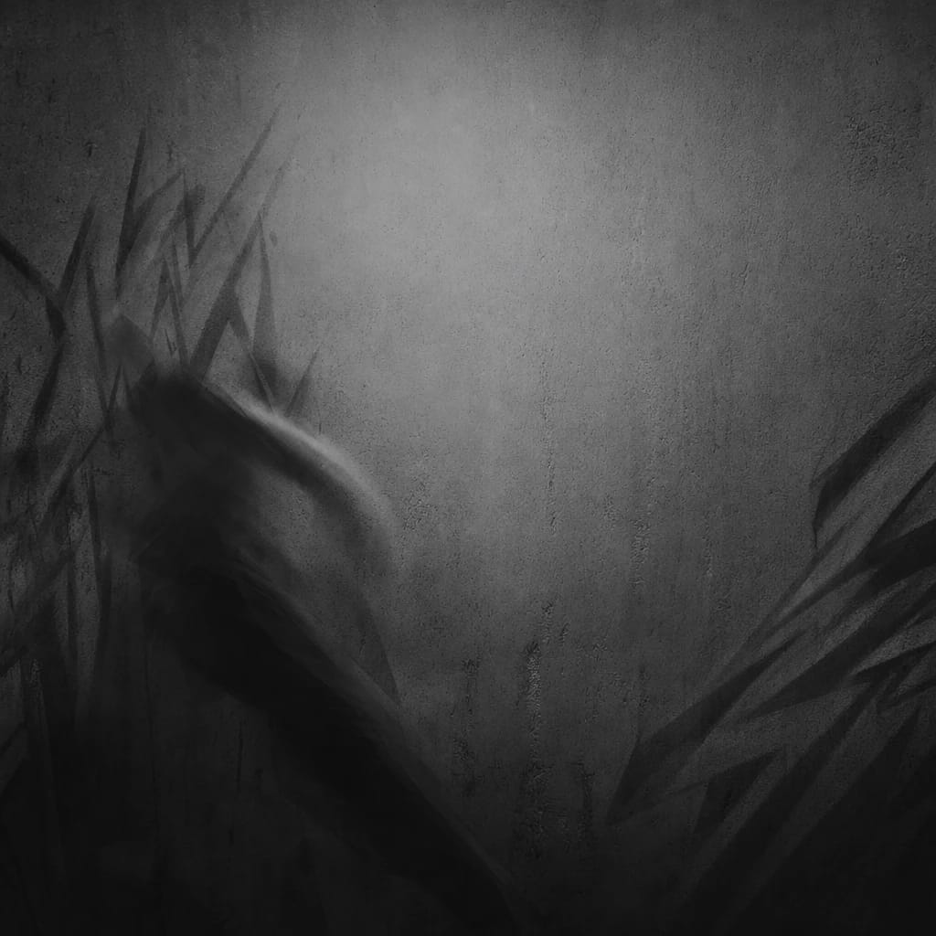 Stylized scene featuring cropped silhouette of a figure leaning back on a gritty, textured wall with jagged graffiti lines, rendered in charcoal gray #41454A