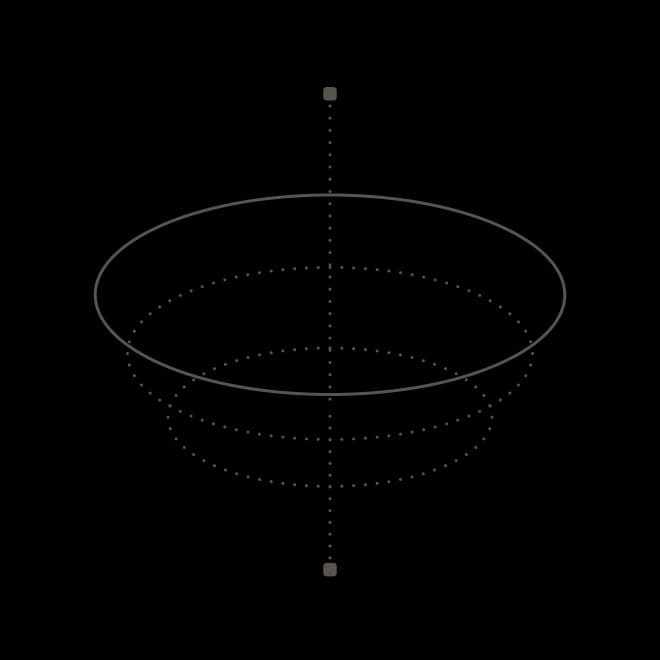A 3D diagram of a hyperboloid with a central vertical axis.