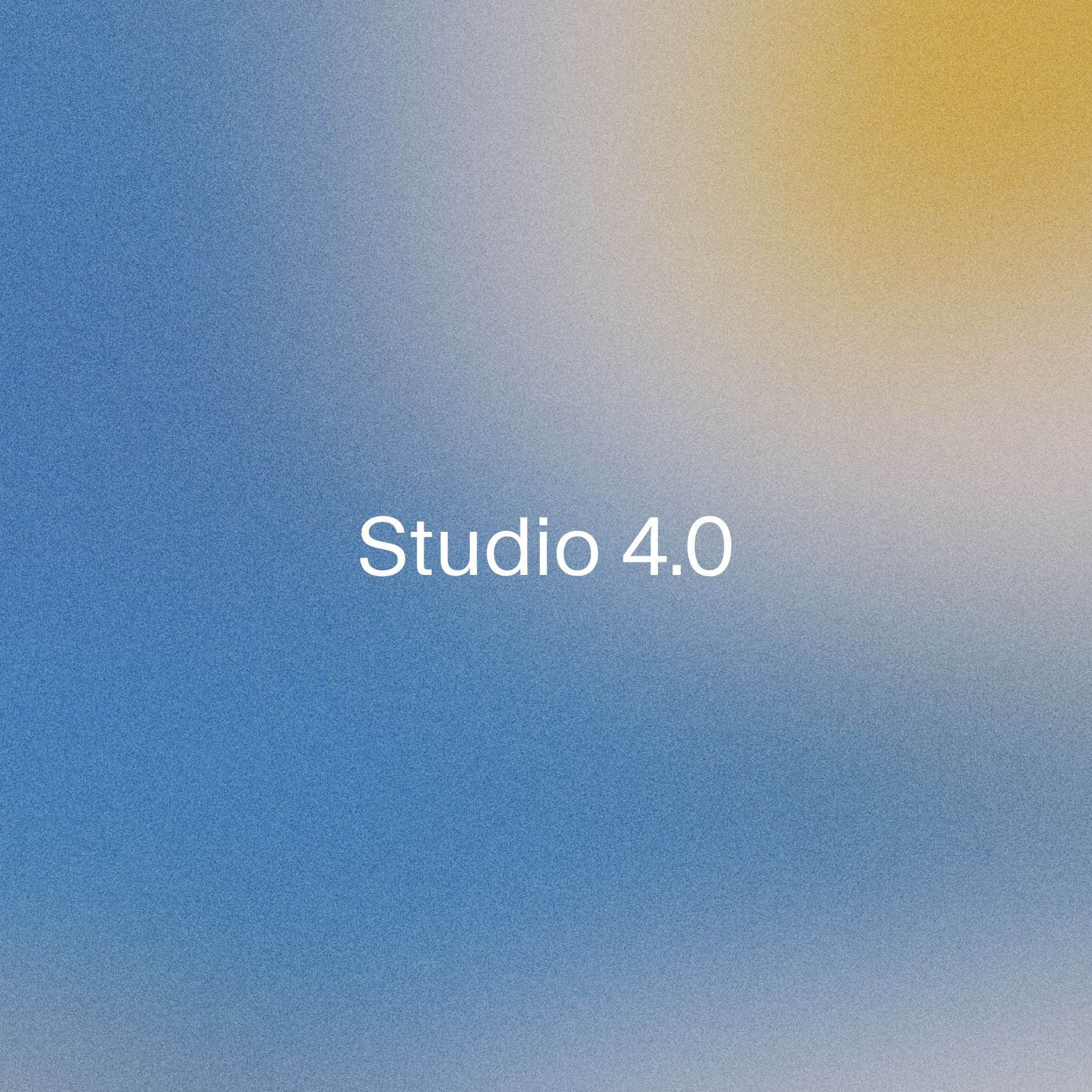 Title slide displaying “Studio 4.0” over a blue, gray, and gold textured background.