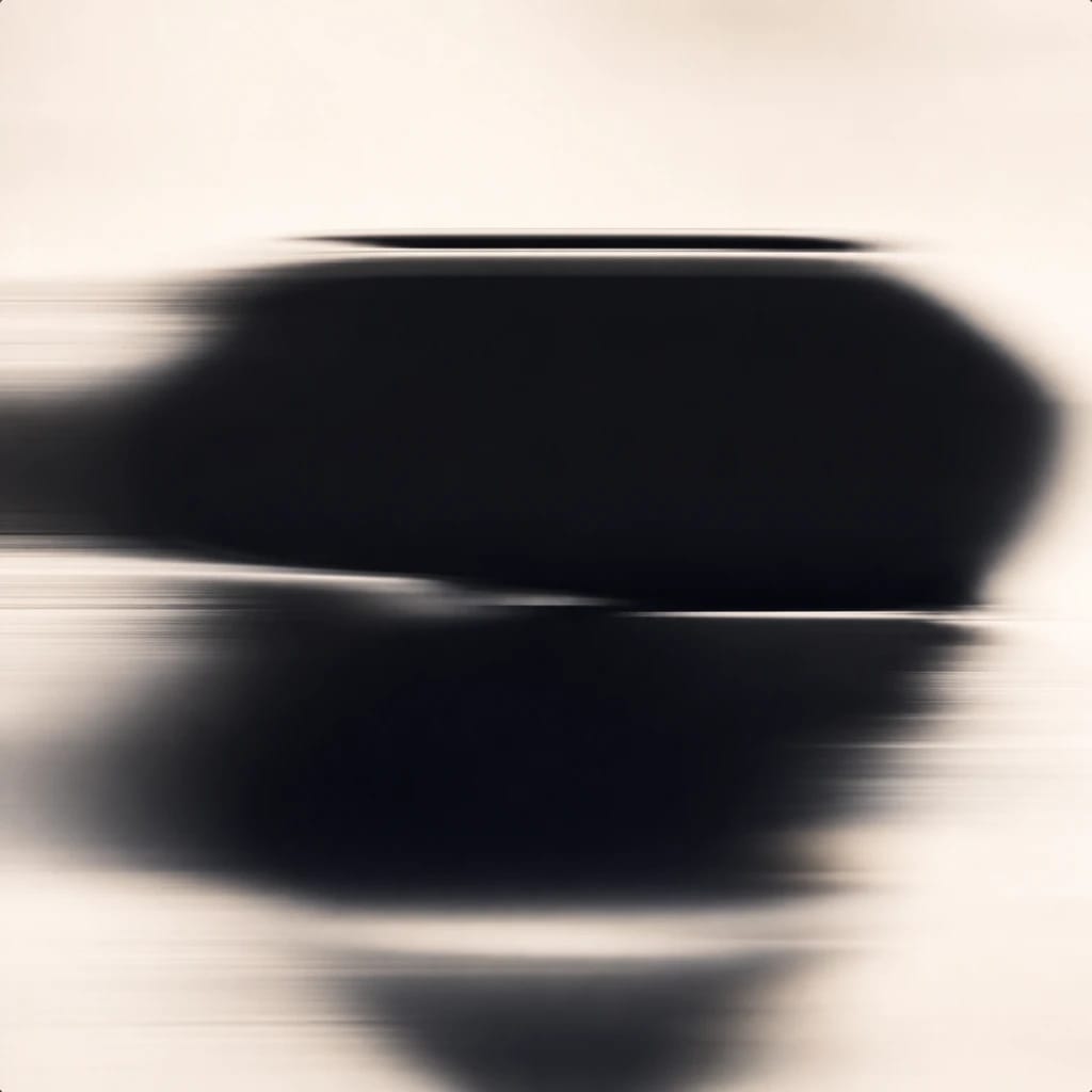 Stylized scene featuring sleek product on reflective surface, rendered in off-white, gray