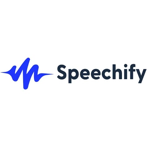 Speechify logo with a blue sound wave icon and the word "Speechify" in black text.