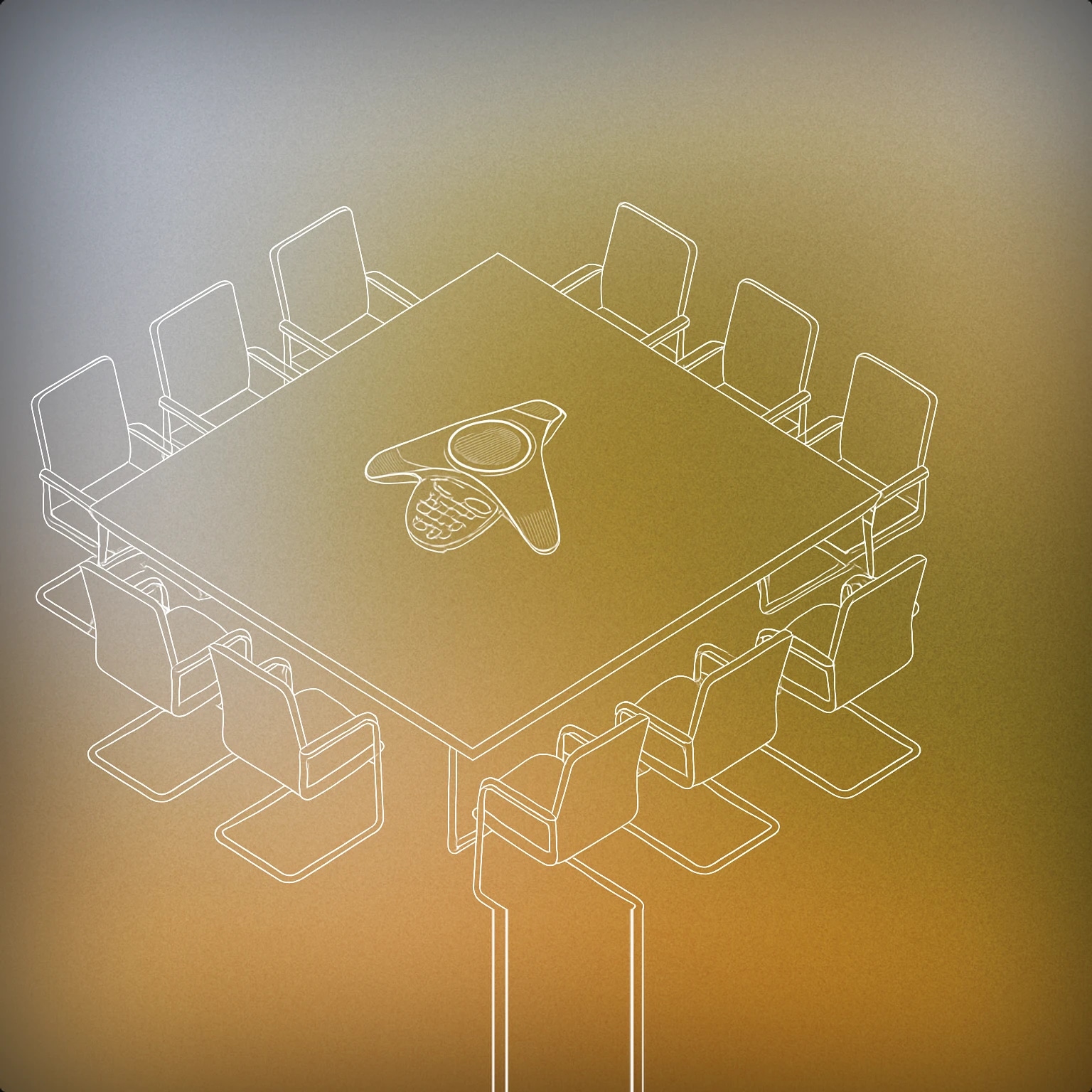 Cover of Conference room table with a centralized speakerphone for Corporate sound effects