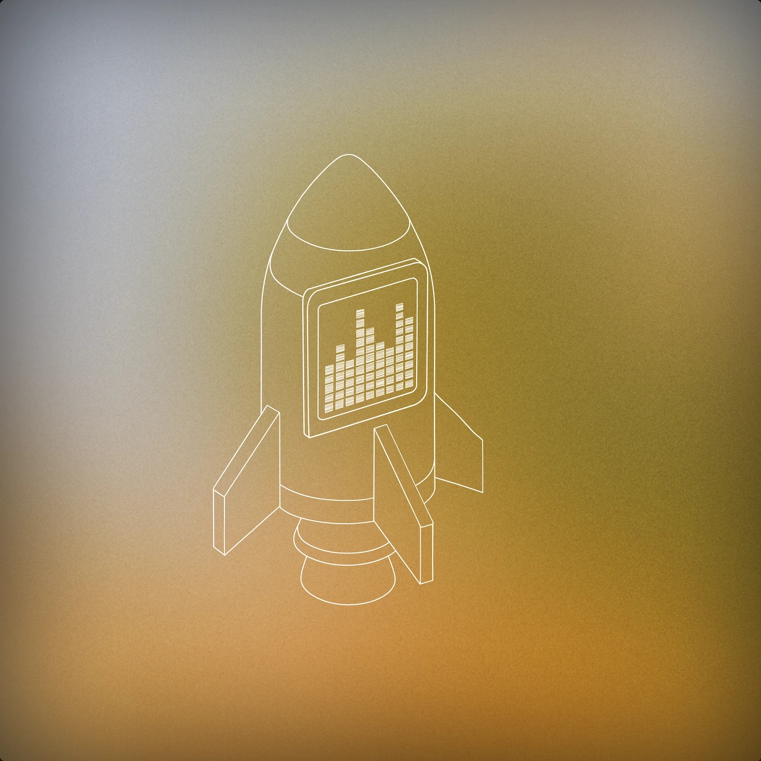 Cover of Minimalistic rocket-shaped audio equalizer display for Startup sound effects