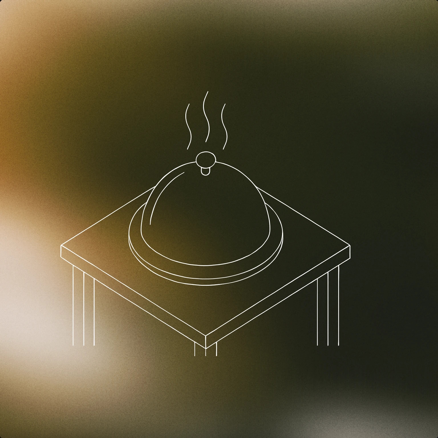Cover of A covered cloche on a dining table with subtle sound lines rising from beneath the lid for Dinner sound effects