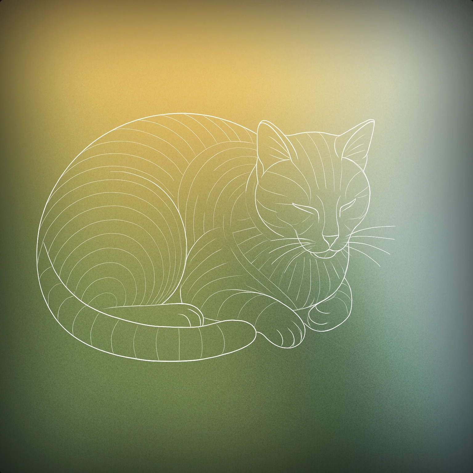 Cover of A curled cat with subtle, radiating lines emanating from its chest for Purr sound effects