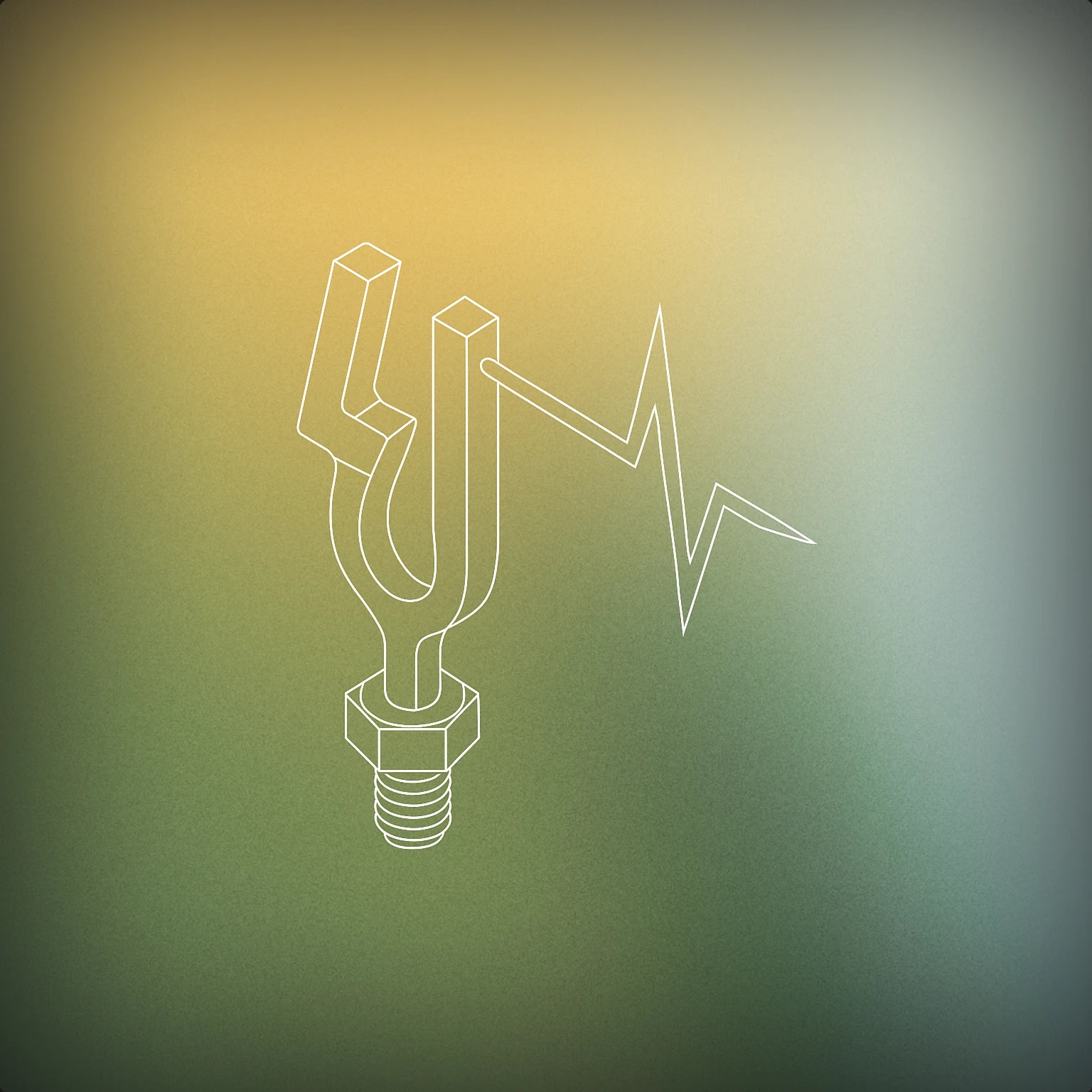 Cover of a stylized bolt-shaped tuning fork emitting a single sharp waveform for Lightning Flash sound effects