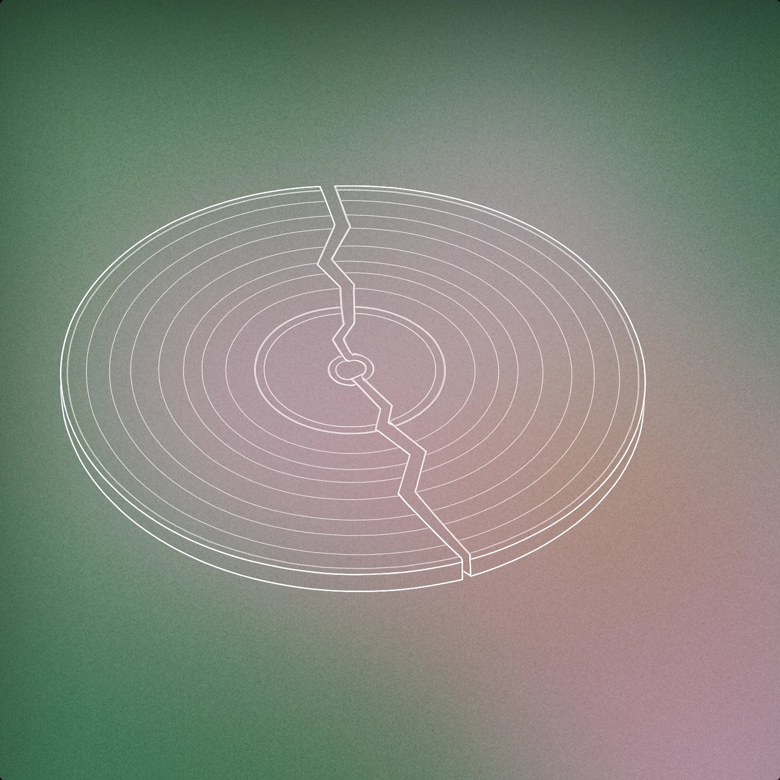 Cover of broken vinyl record with jagged crack through the center for Fight sound effects