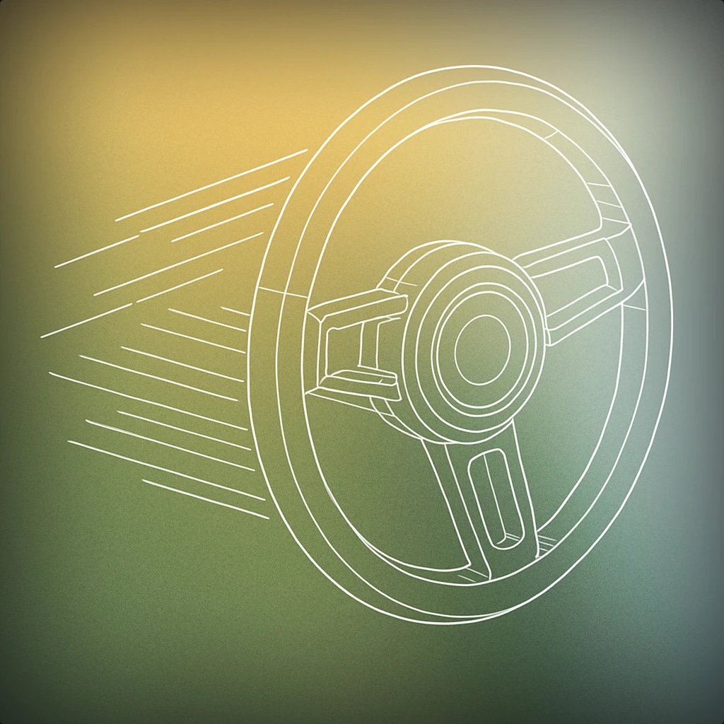 Cover of steering wheel with a stylized motion trail for Car Driving sound effects