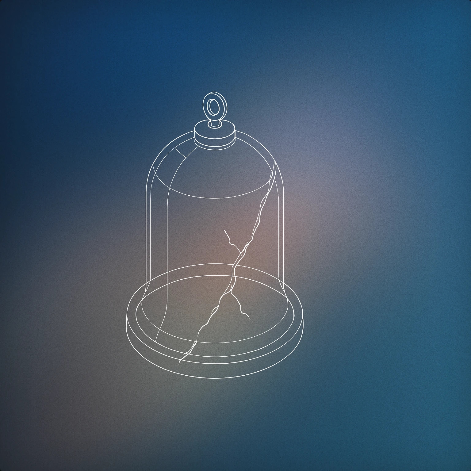 Cover of a single, large, stylized glass bell with a prominent crack running through it for Shattered Glass sound effects