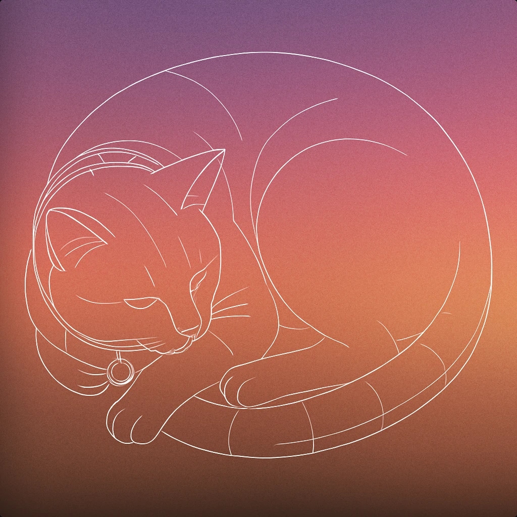 Cover of a curled-up domestic cat wearing a simple collar with a small bell for Cat Domestic sound effects