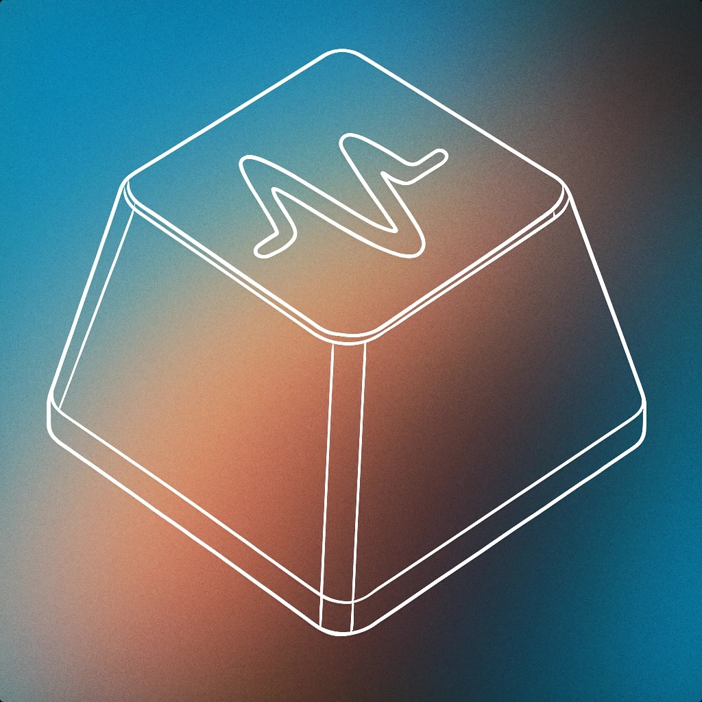 Cover of A computer keyboard keycap with a subtle embossed waveform symbol on its top surface for Computer Keyboard sound effects