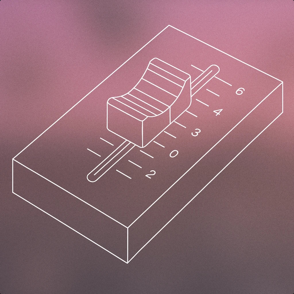 Cover of a fader slider from an audio mixing console in mid-position for Slide sound effects