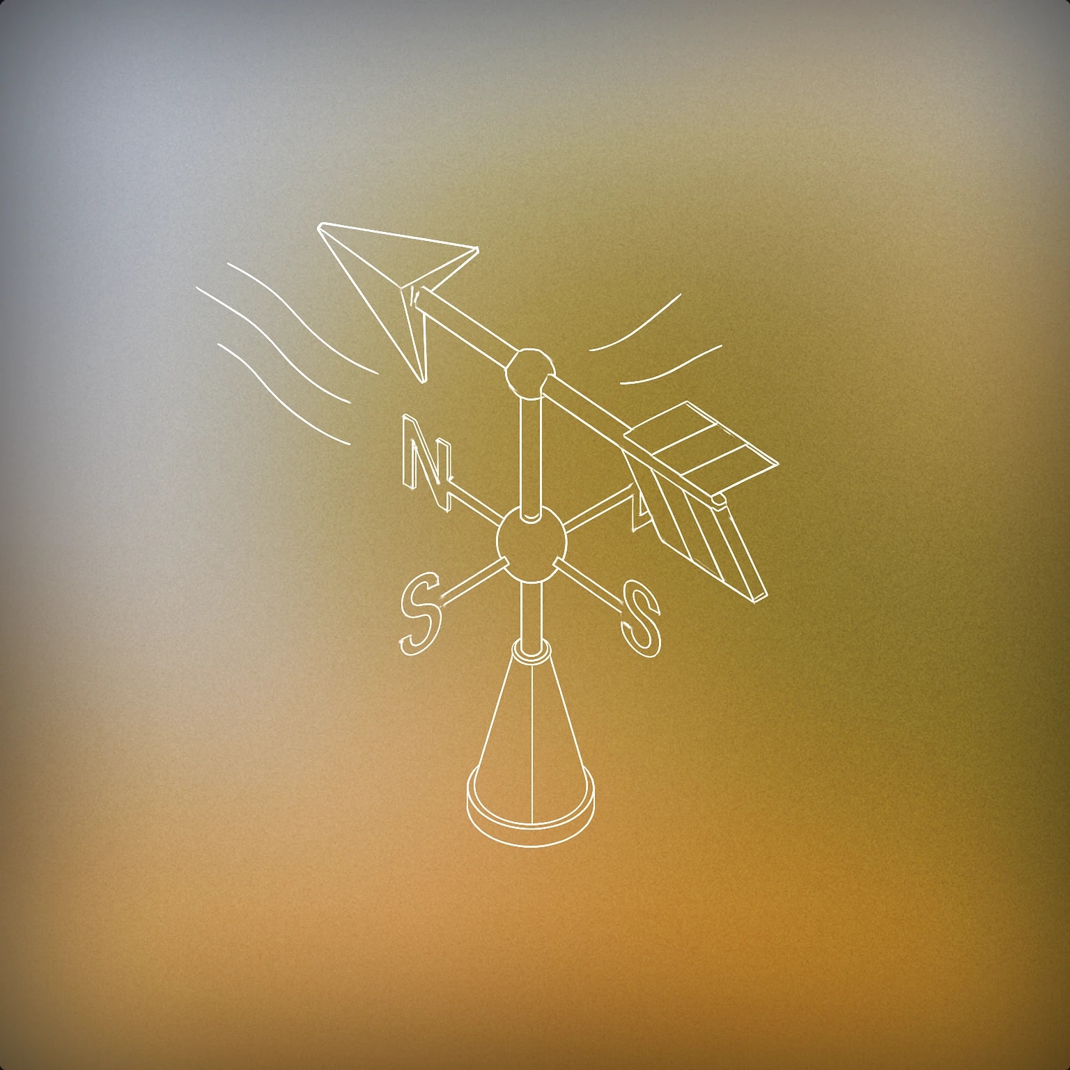 Cover of stylized weather vane with its arrow dramatically tilted by wind for Wind Blowing sound effects