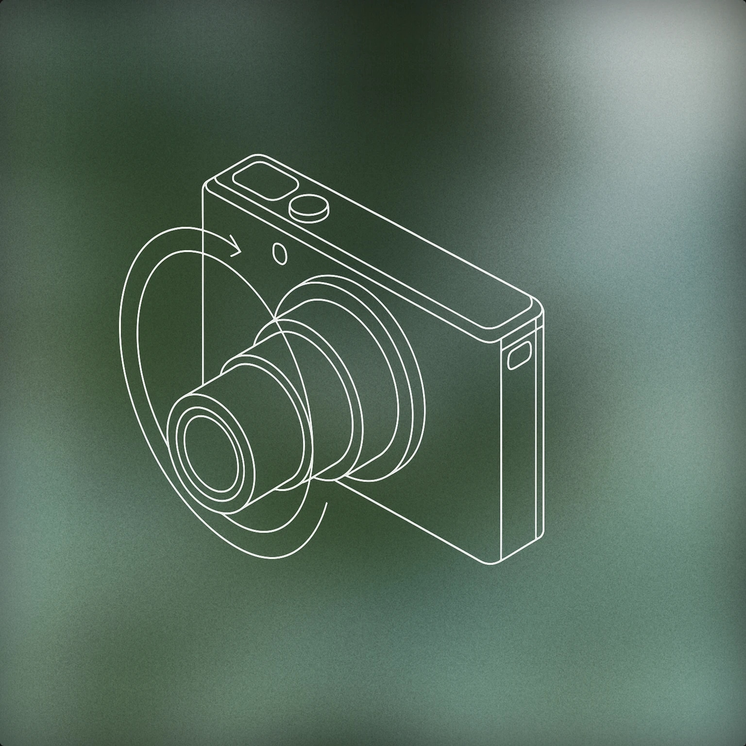 Cover of compact digital camera with an extended telescopic lens and a surrounding concentric ring representing a zoom gesture for Camera Zoom sound effects
