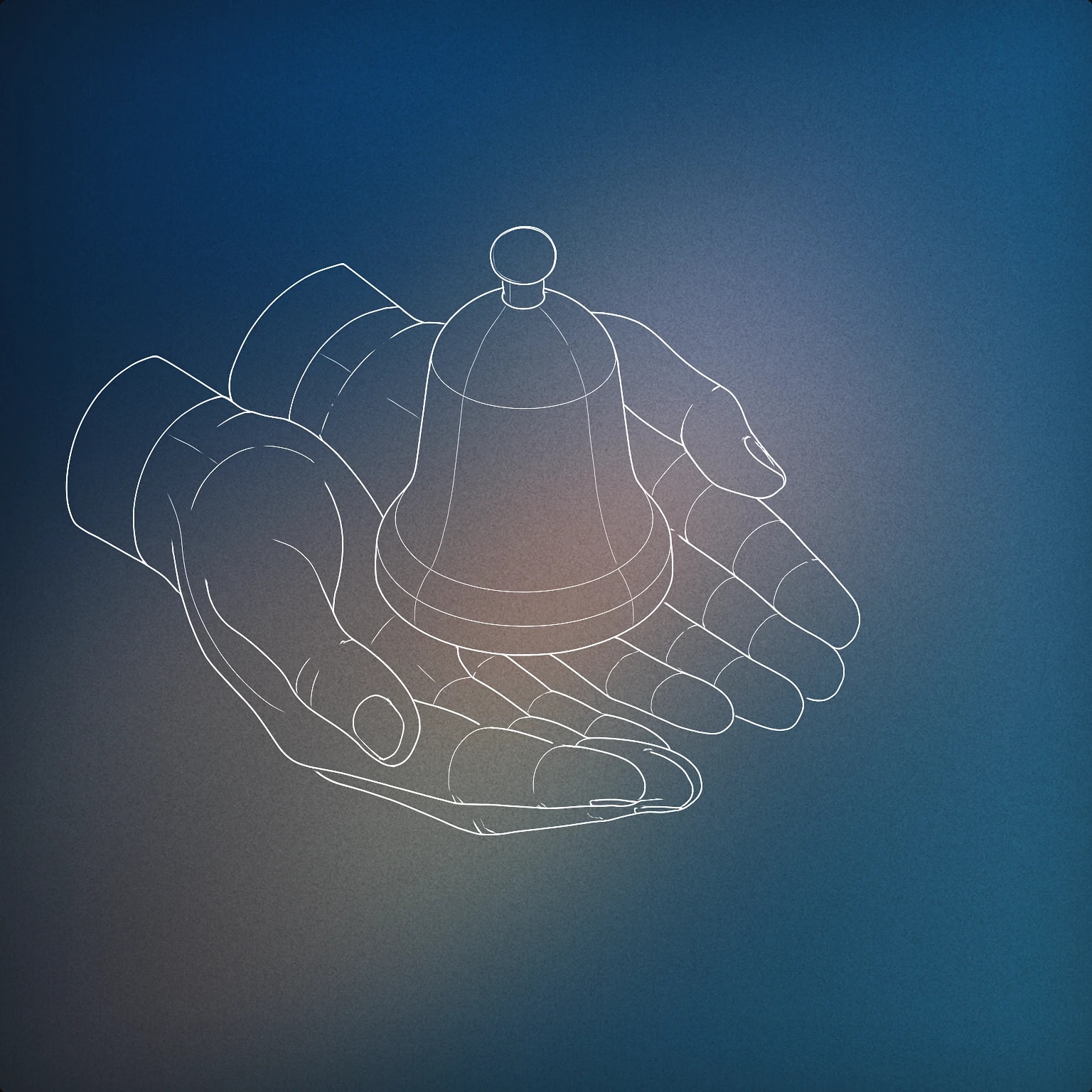 Cover of A pair of closed, gently cupped hands cradling a simple, stylized bell with no visible clapper for Peace sound effects