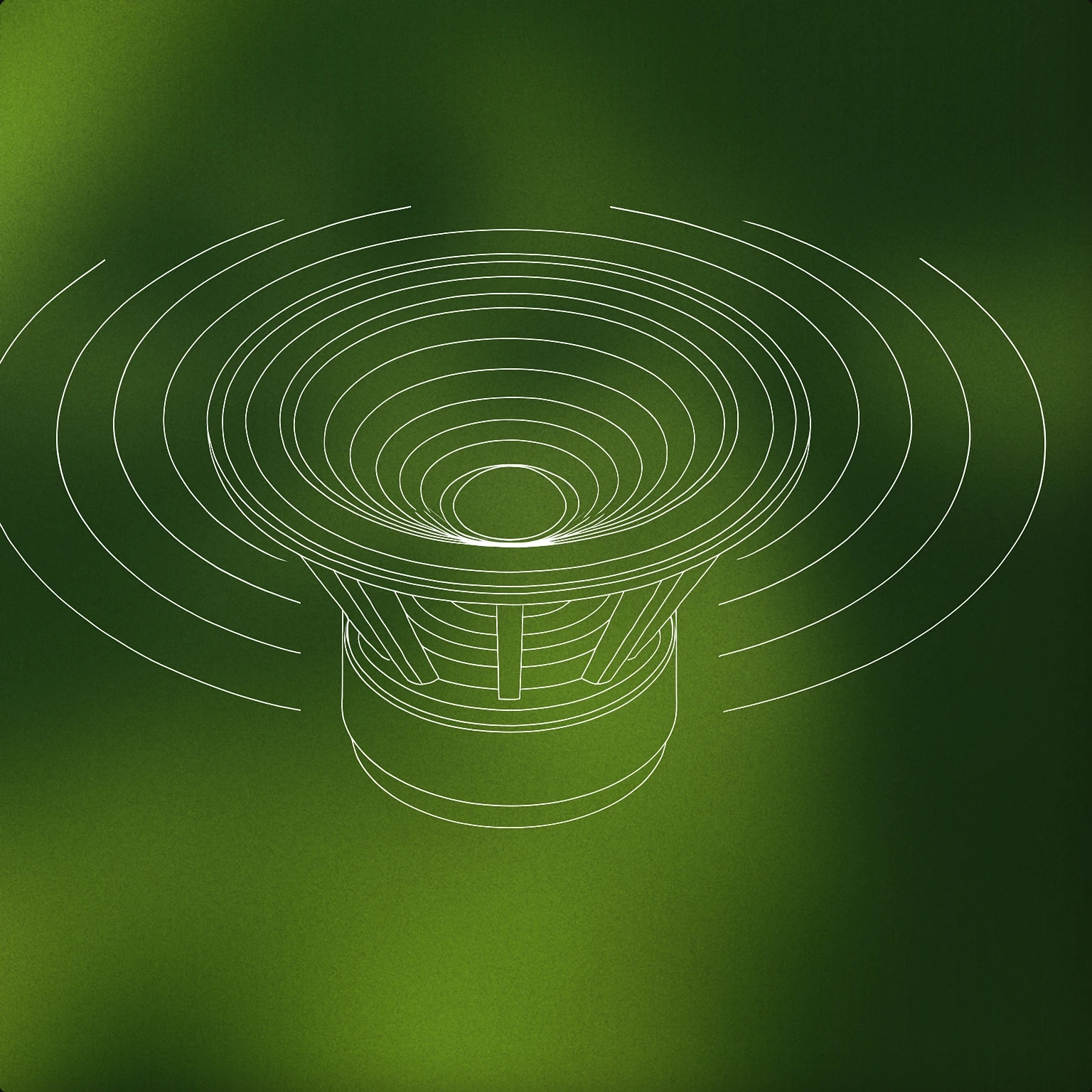Cover of oversized subwoofer cone with exaggerated vibration ripples for Womp Womp Womp sound effects