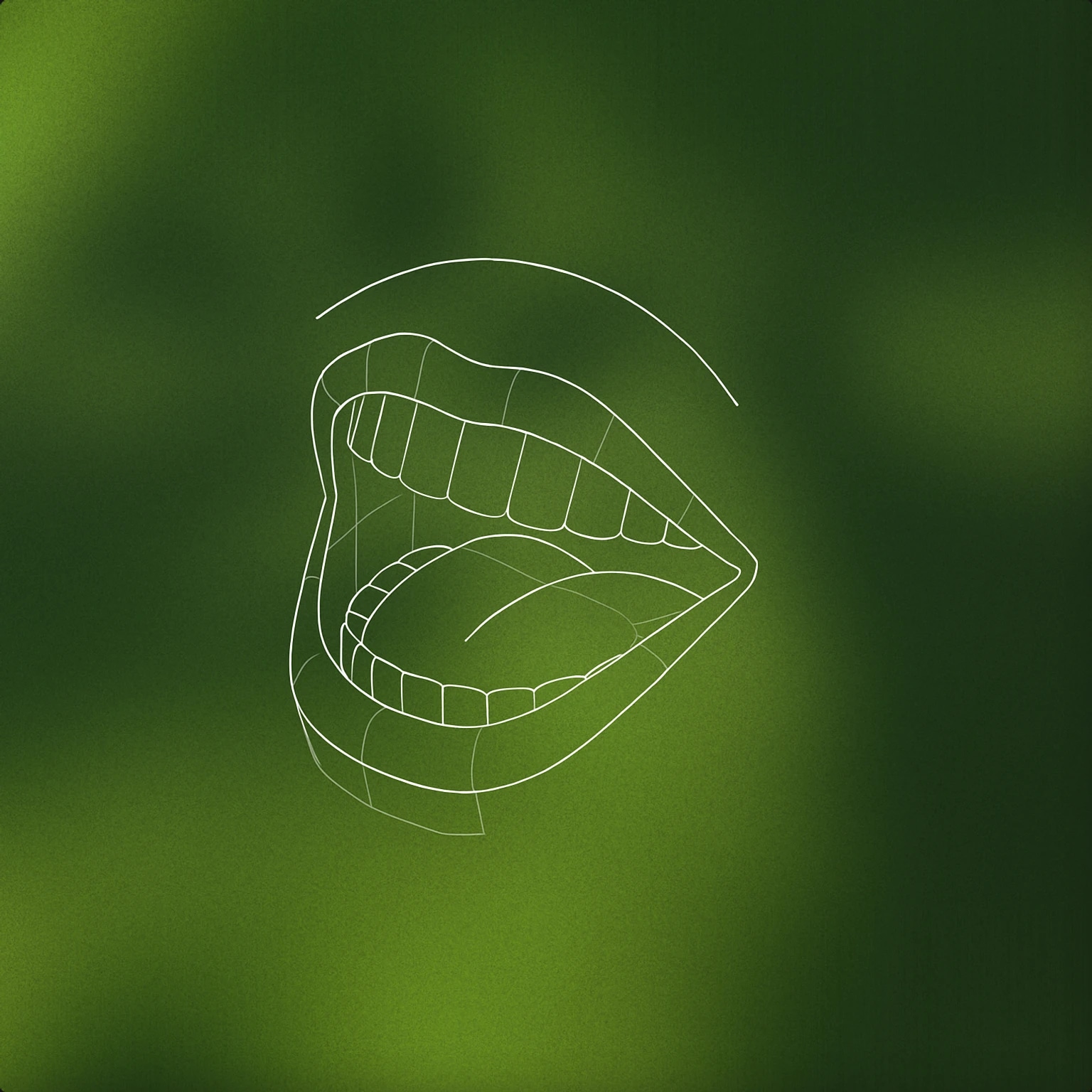 Cover of a stylized open mouth with a subtle curved arc above it indicating laughter for People Laughing sound effects