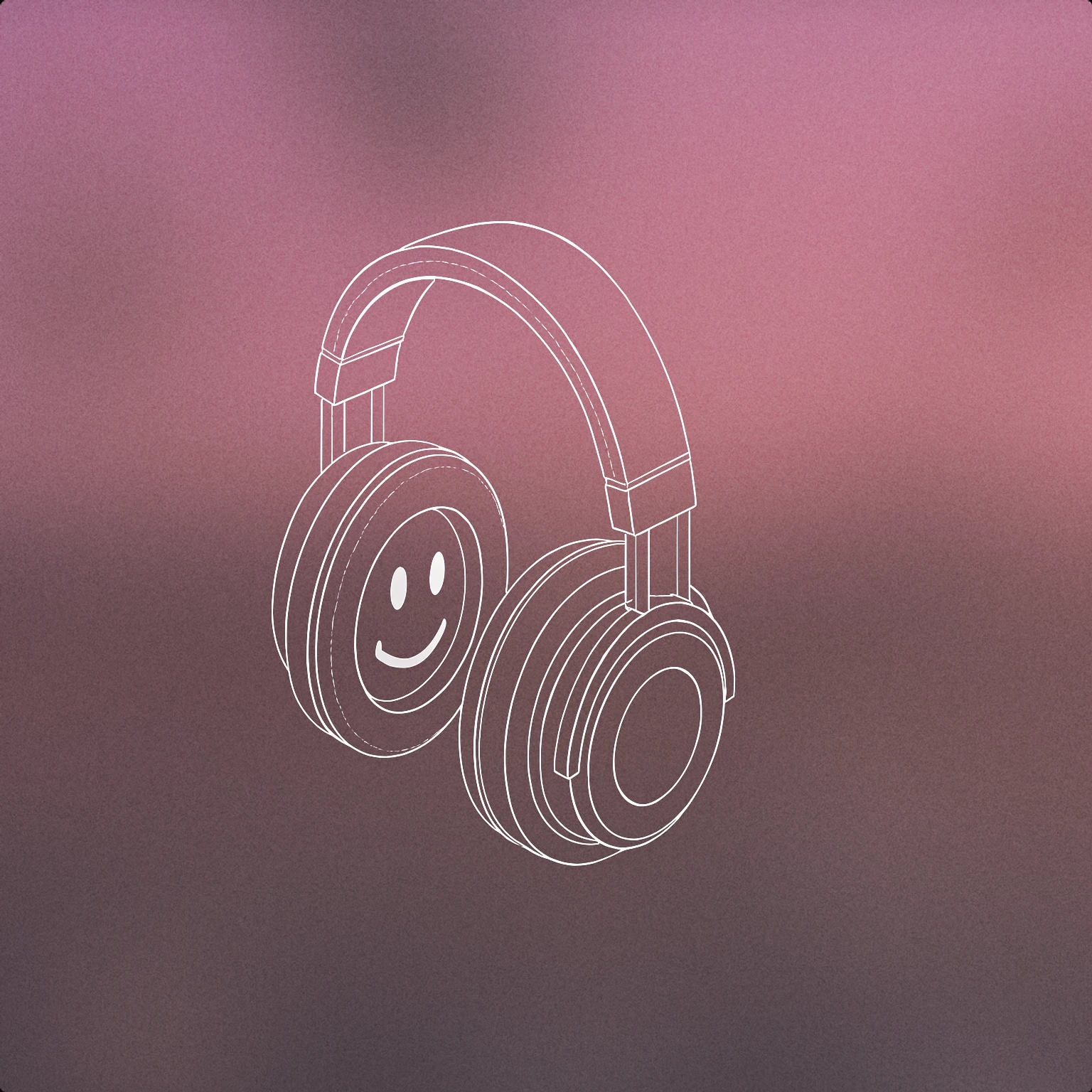 Cover of a stylized pair of oversized headphones with a smiling emoji face in the ear cups for Meme sound effects