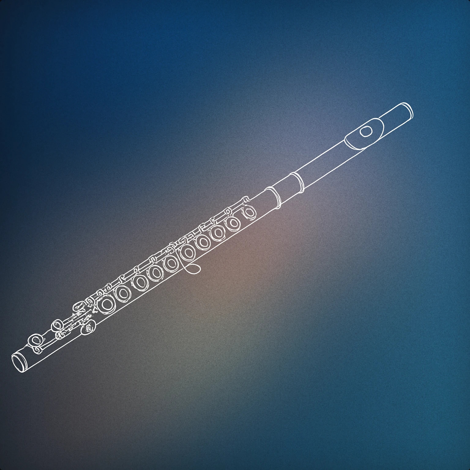 Cover of A simple side view of a concert flute resting diagonally with its keyholes and mouthpiece clearly outlined for Flute sound effects
