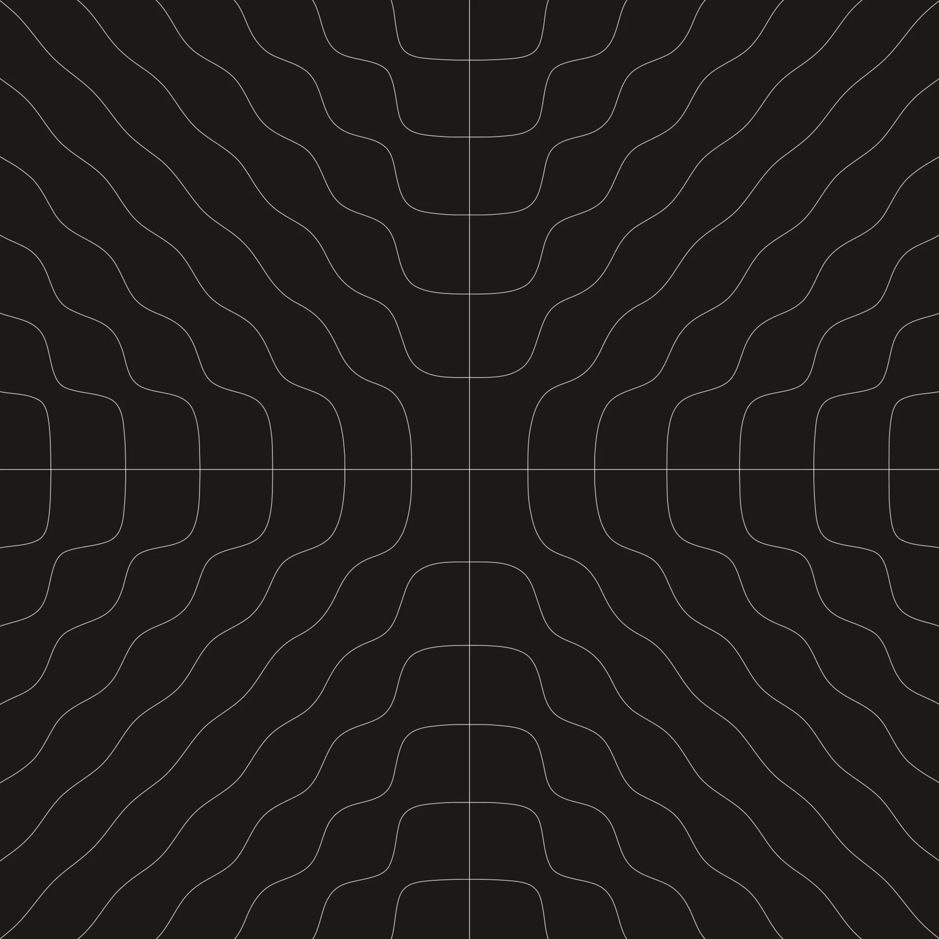 Abstract pattern of wavy, concentric lines forming a symmetrical grid.