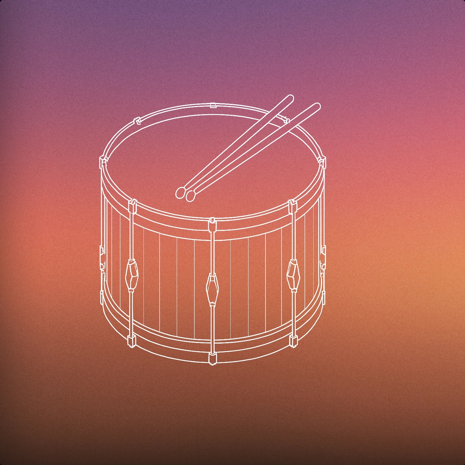 Cover of A single large traditional drum with two drumsticks resting across its surface for War Drums sound effects