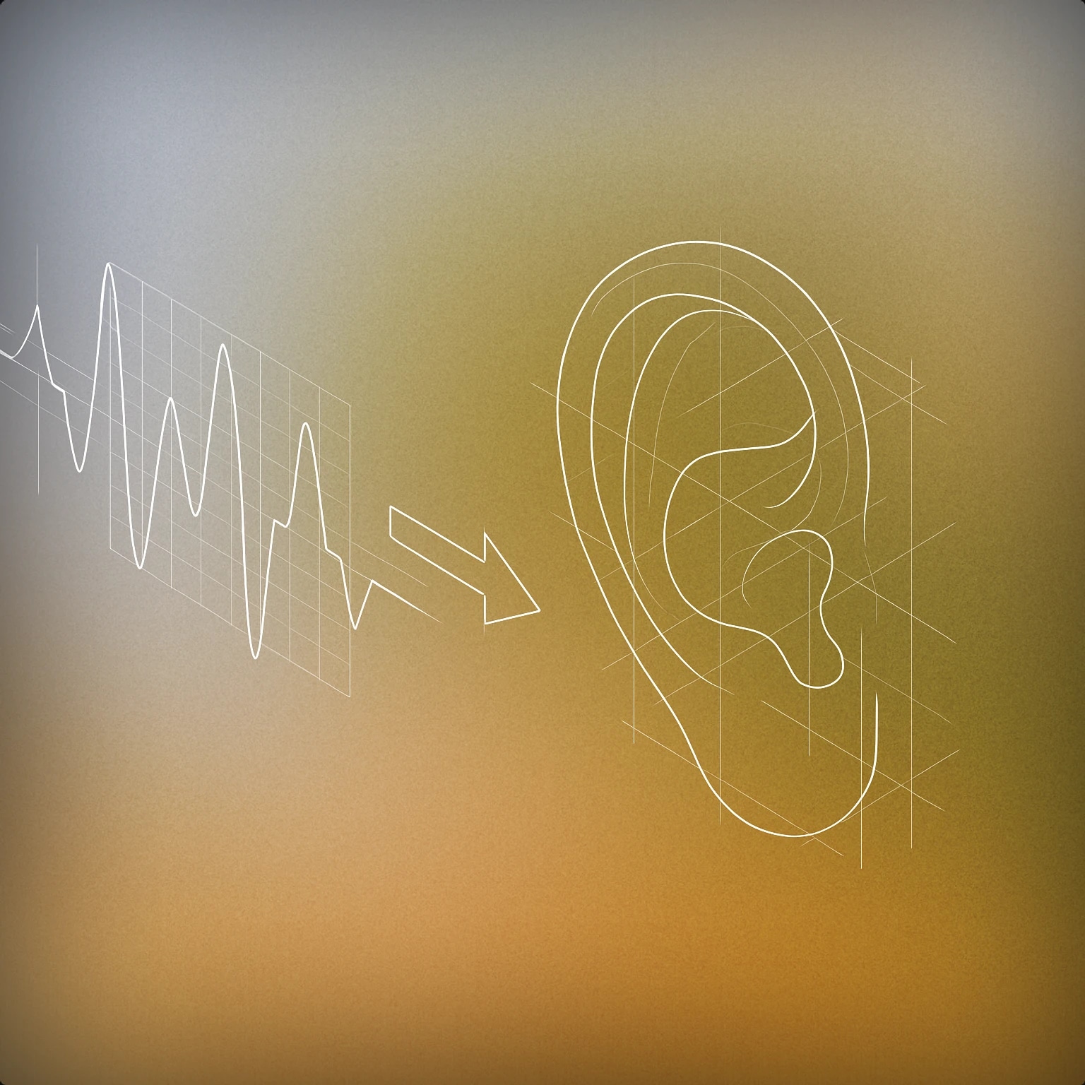 Cover of a morphing waveform forming into a stylized human ear for Transformation sound effects