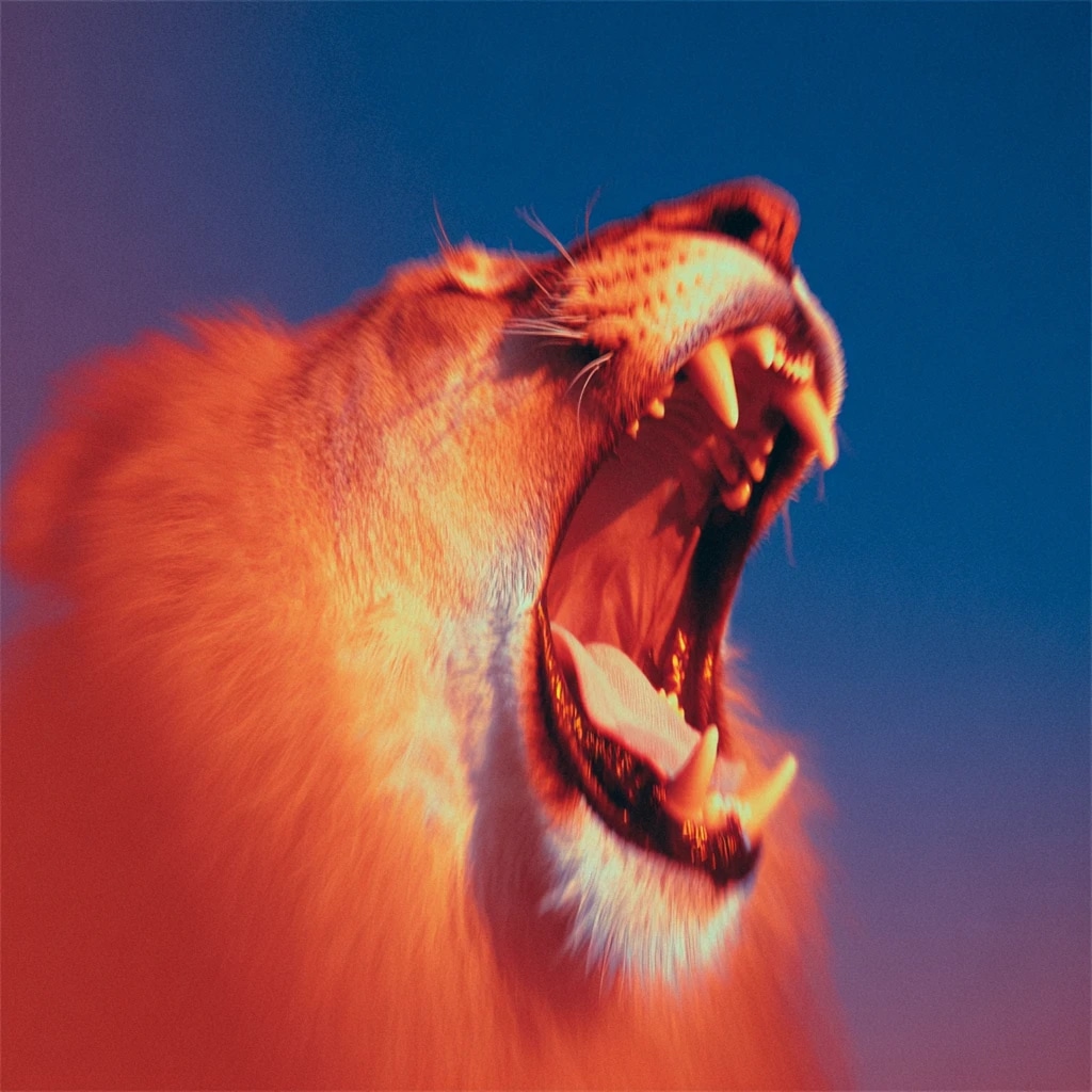 Lion roaring