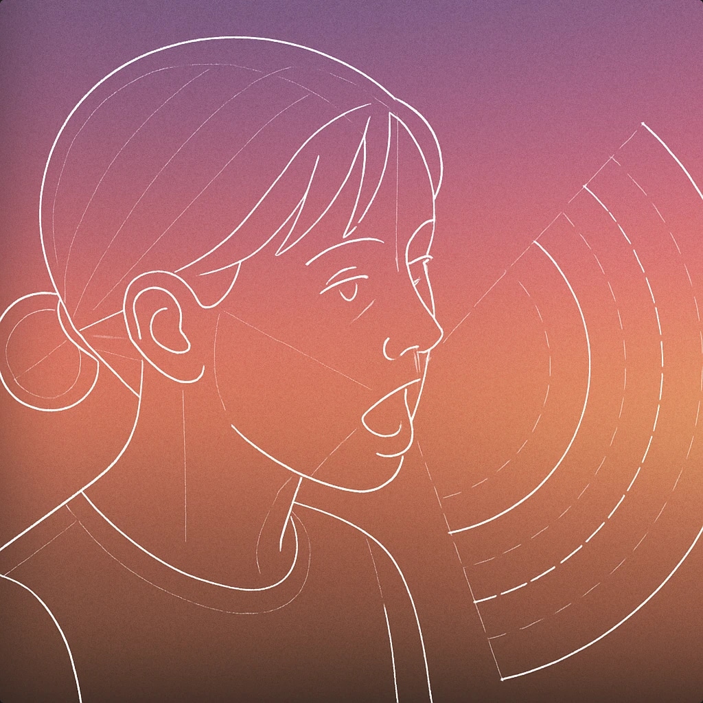 Cover of A stylized, minimal bust of a girl with her mouth open and a bold, radiating arc emanating from it for Girl Scream sound effects