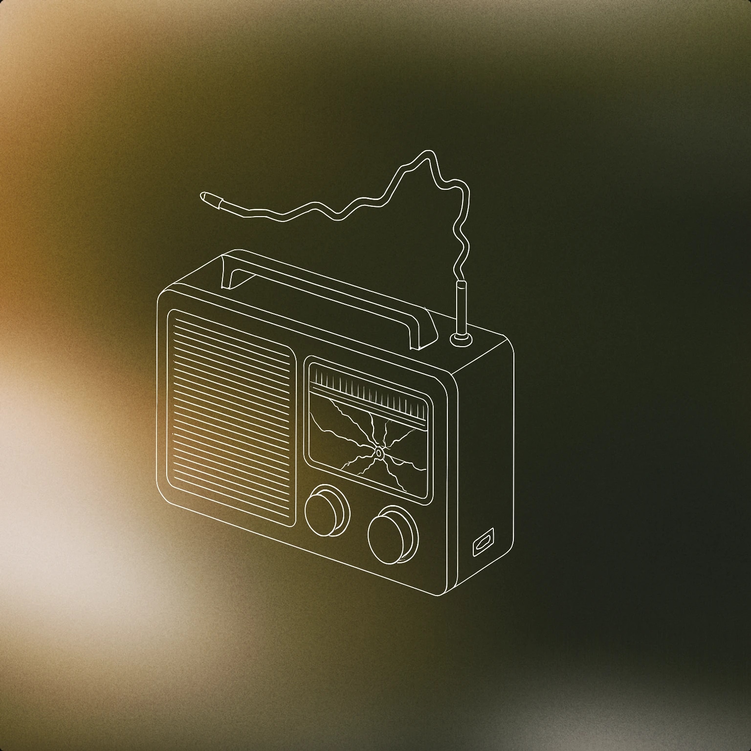 Cover of A vintage radio with a cracked display and an unnaturally warped antenna for Eerie sound effects