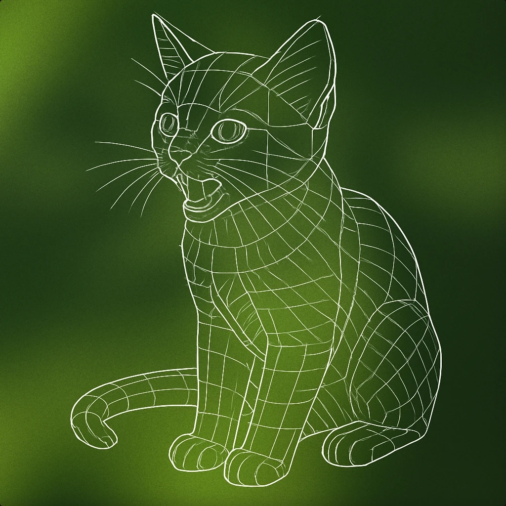 Cover of a kitten with its mouth open in a gentle meow, sitting upright with its tail curled around its paws for Kittens Meowing sound effects