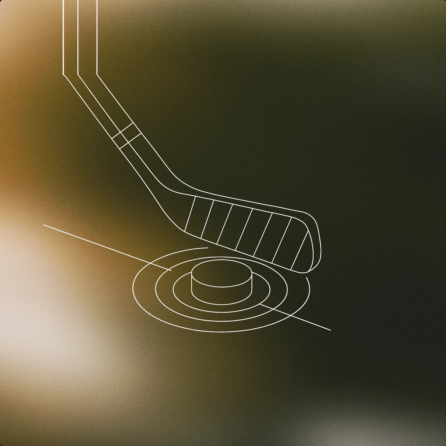 Cover of A stylized hockey stick impacting a puck on an ice surface, with a minimal circular ripple emanating from the point of contact to imply sound for Hockey sound effects