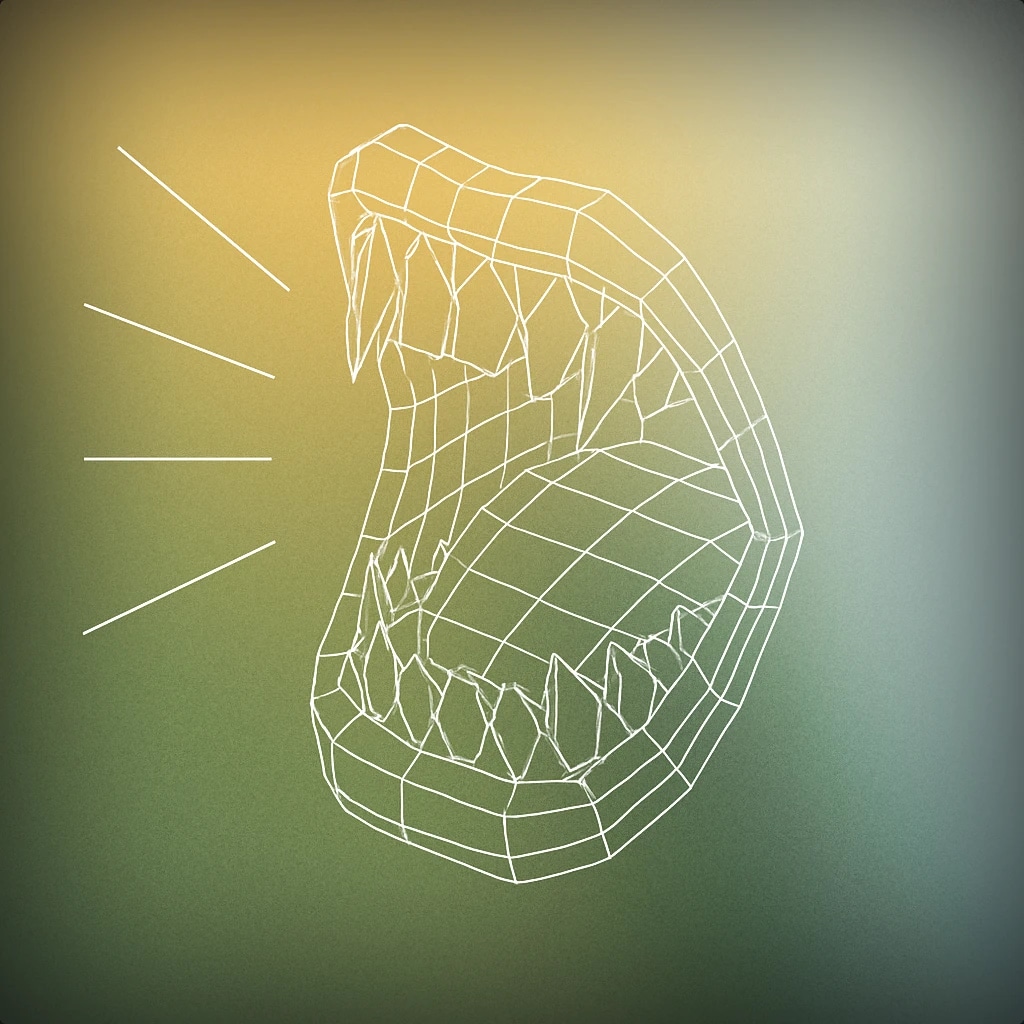 Cover of open mouth with exaggerated, jagged teeth and sound lines emanating outward for Horror Scream sound effects