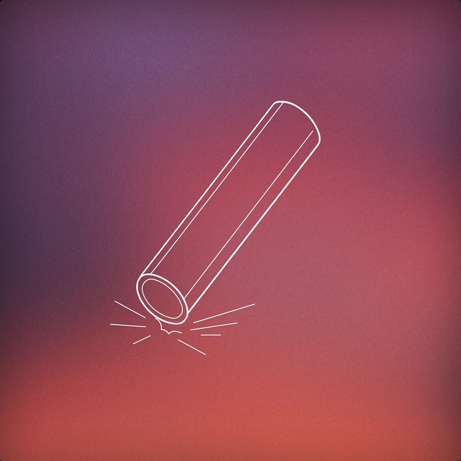 Cover of A single cylindrical metal pipe angled diagonally, with a small impact mark and subtle motion lines beneath it to suggest recent contact with a hard surface for Metal Pipe Falling sound effects