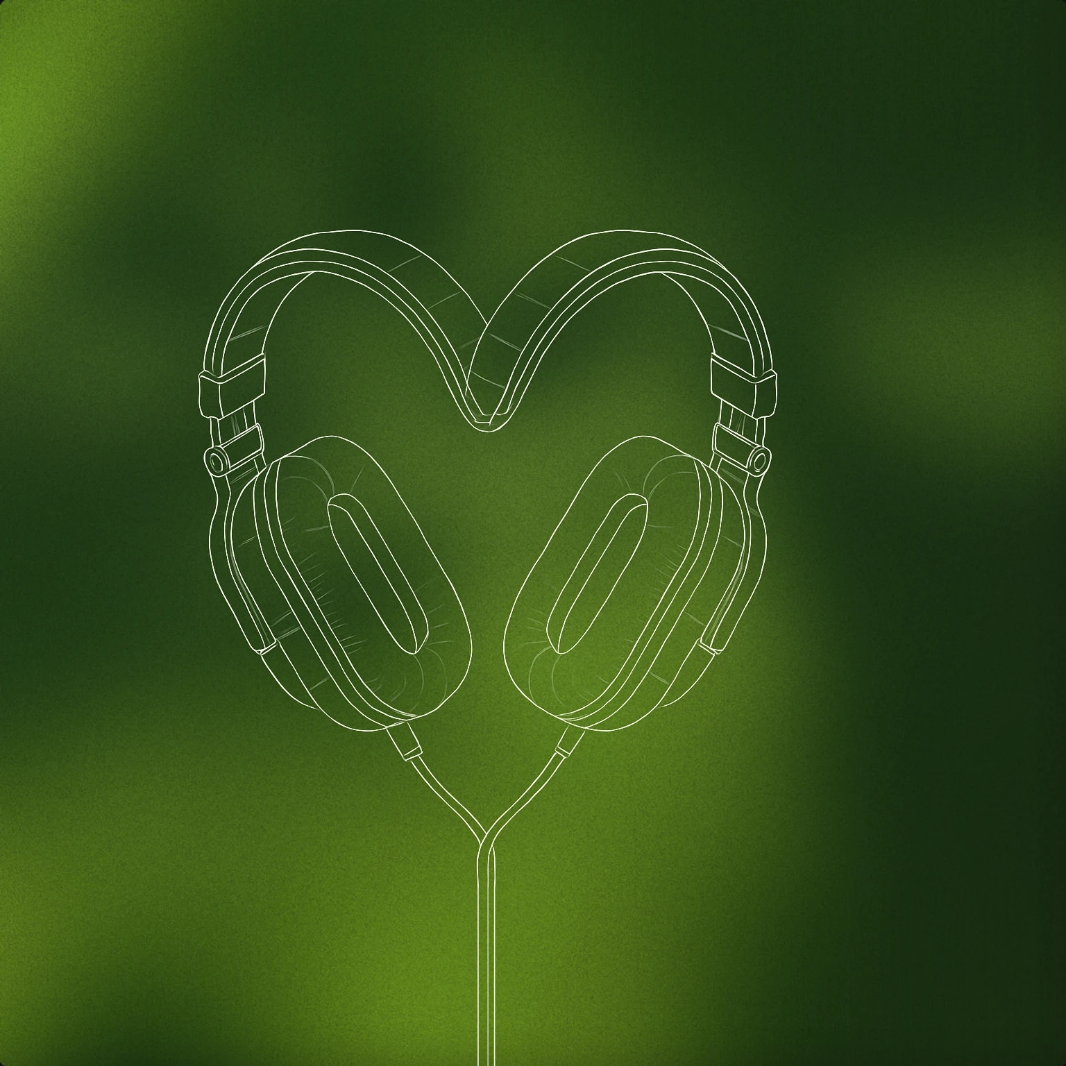 Cover of paired headphones forming a heart shape for Romantic sound effects