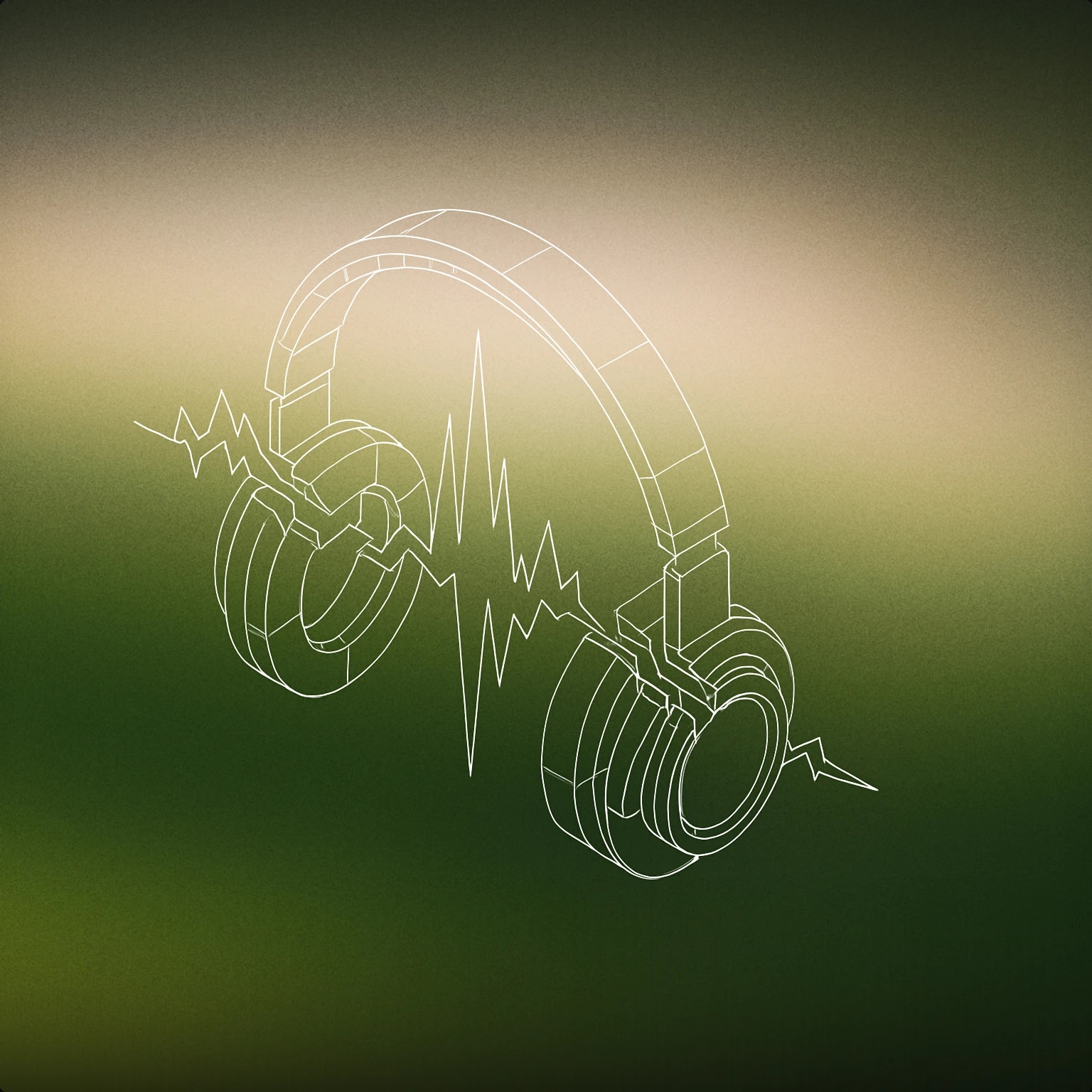 Cover of Fragmented headphone with jagged waveform split through it for Digital Glitch sound effects