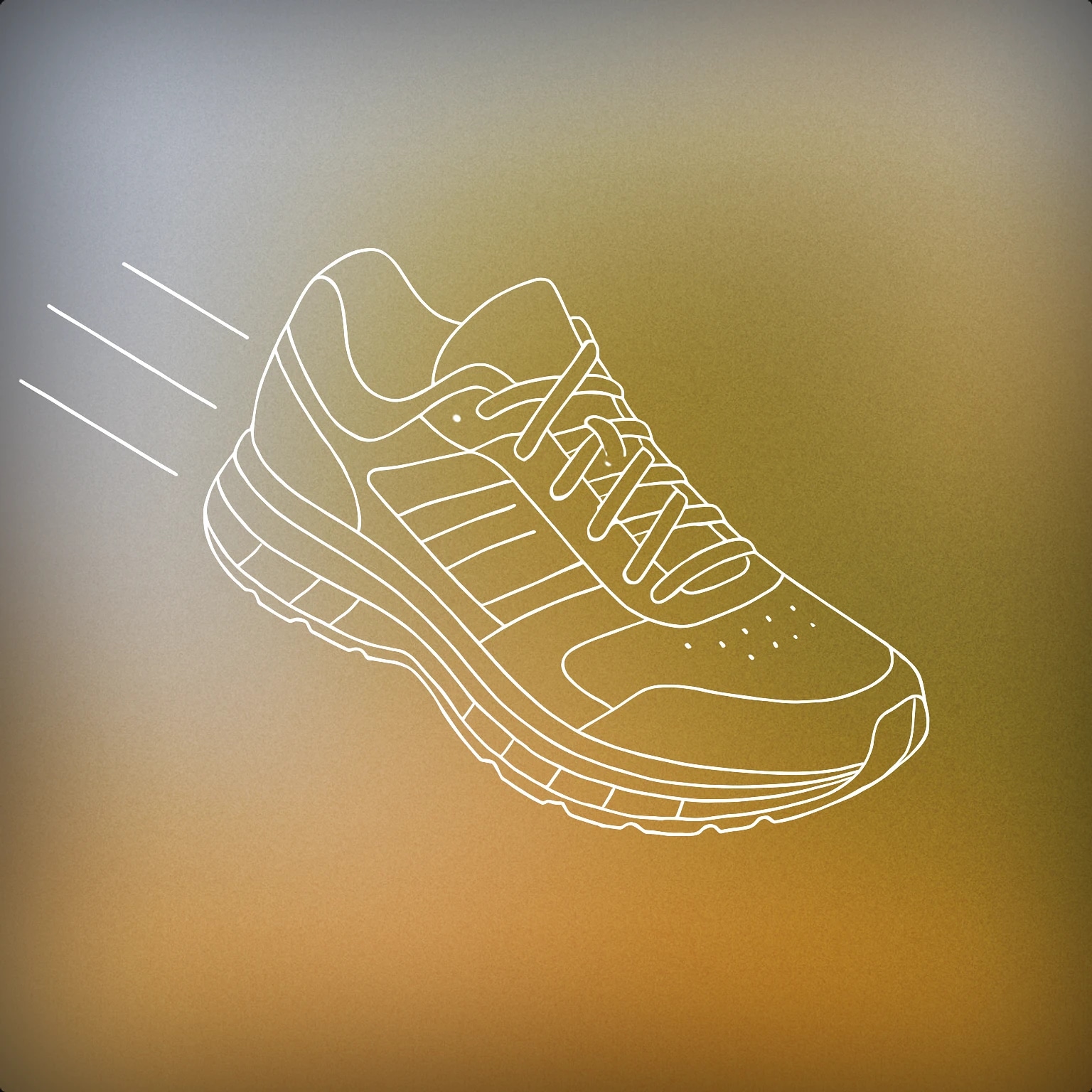 Cover of A single athletic shoe with motion lines trailing behind it to indicate movement for Running Footsteps sound effects