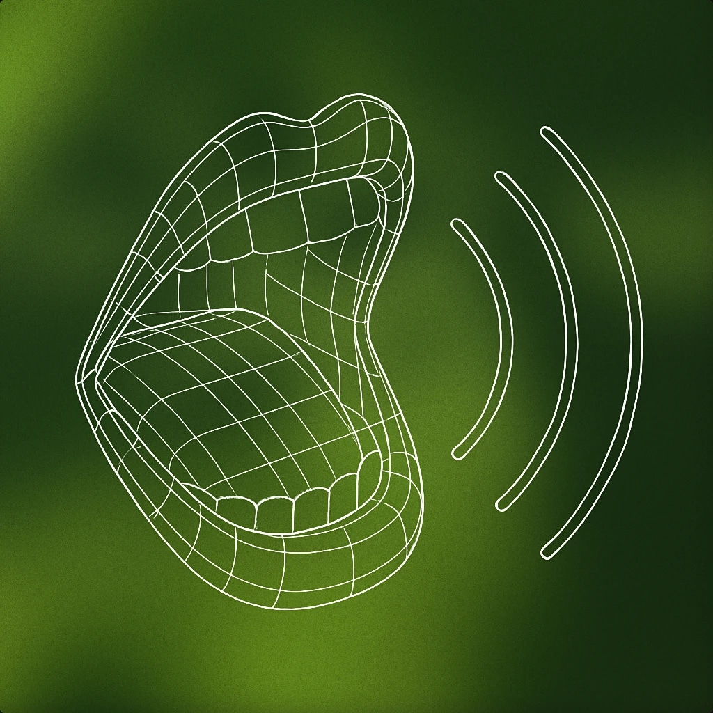 Cover of an open mouth with stylized sound lines emanating outward for Yelling sound effects