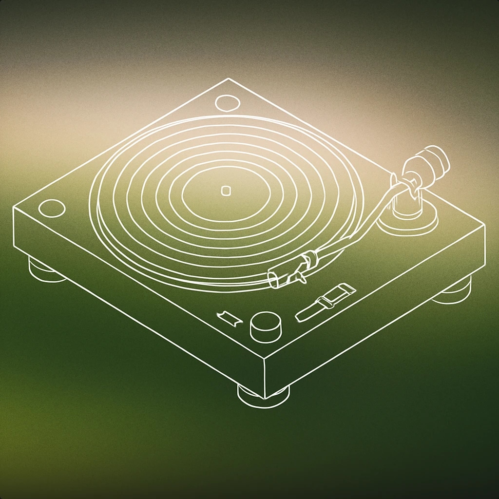 Cover of vinyl record on a turntable for Spinning sound effects