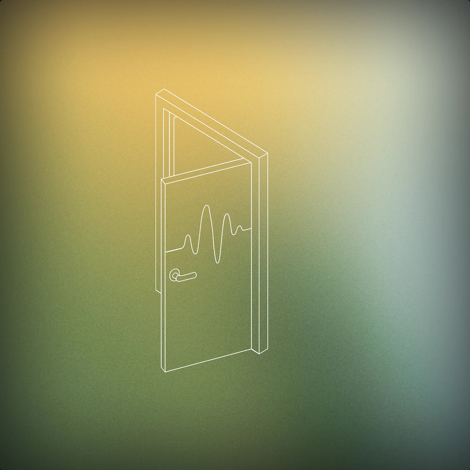 Cover of a stylized, partially open door with a waveform pattern etched across its surface for Gate sound effects