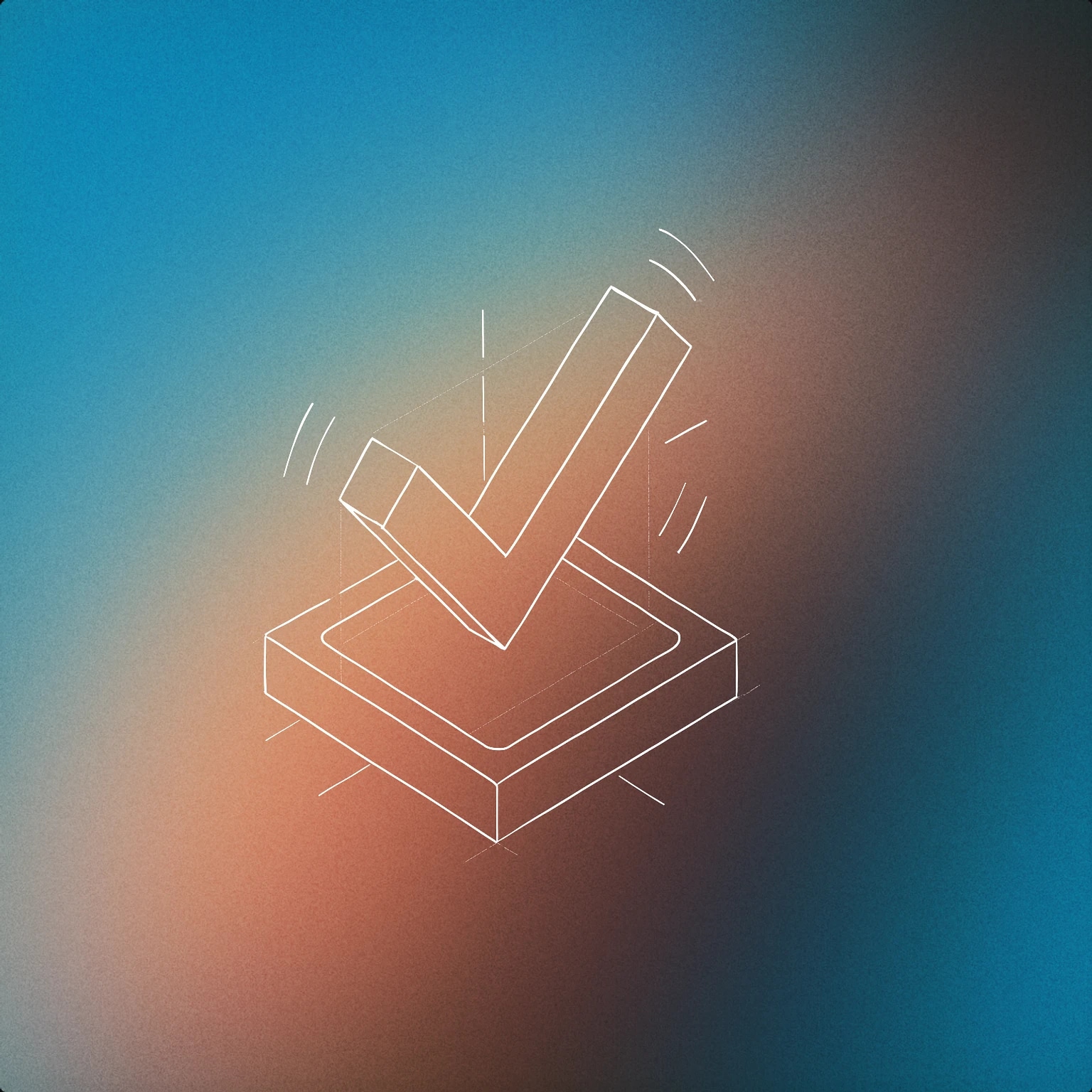 Cover of an illuminated check mark symbol with subtle vibration lines around it for True sound effects